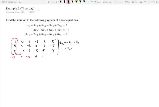 Solving augmented matrices example