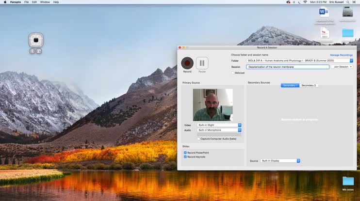 Depolarization of the neuron membrane