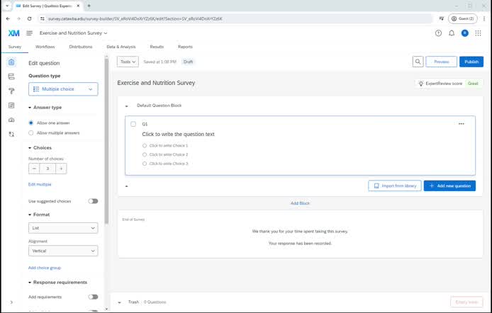 Qualtrics - Displaying and Hiding Questions