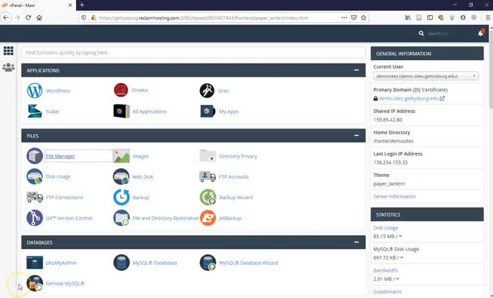 Using File Manager in Sites