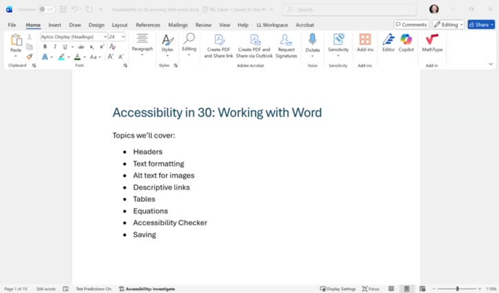 Accessibility in 30: Working with Word