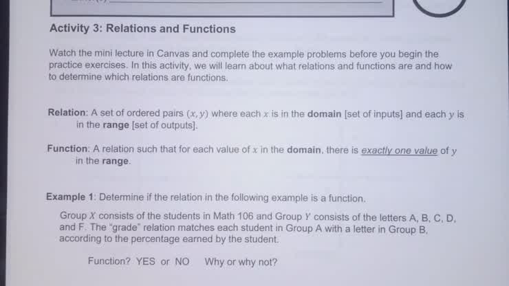 Relations and Functions