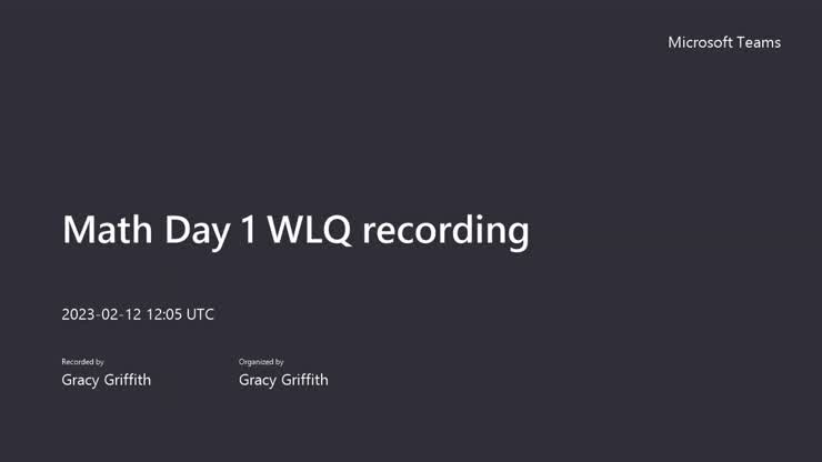 Math Day 1 WLQ recording