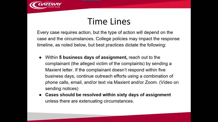 Maxient Timelines and Reminders