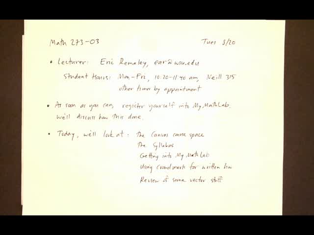 Math 273-03 Tues 8-20