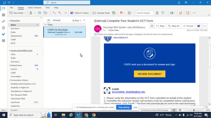 OCT Process via DocuSign: Instructor View