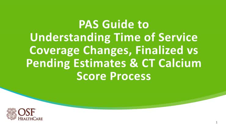 PAS Guide to Time of Service Coverage change, Estimates, & Calcium ...
