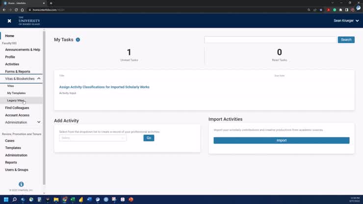 RPT Forms with legacy vita update