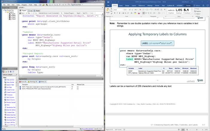 Video 34: SASP1 C05.2 Creating Frequency Reports