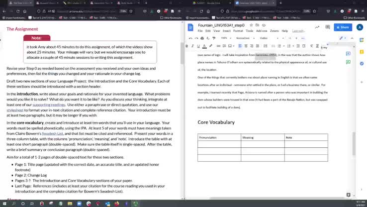 Project Step 1: First Words