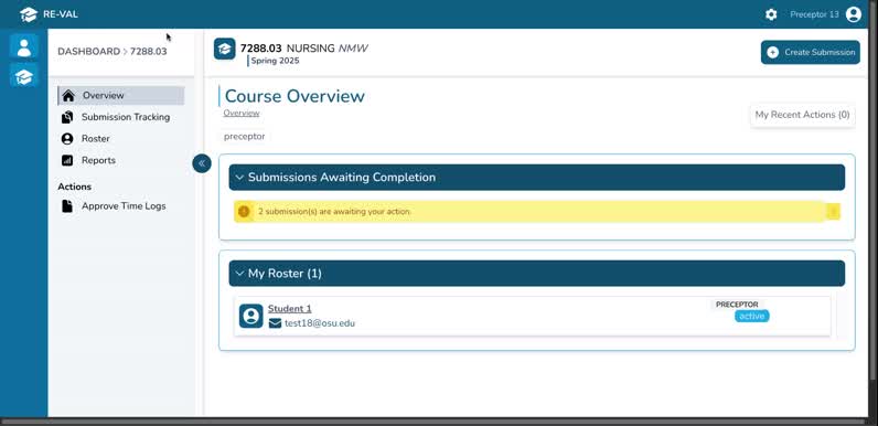 Submission Tracking - Preceptor