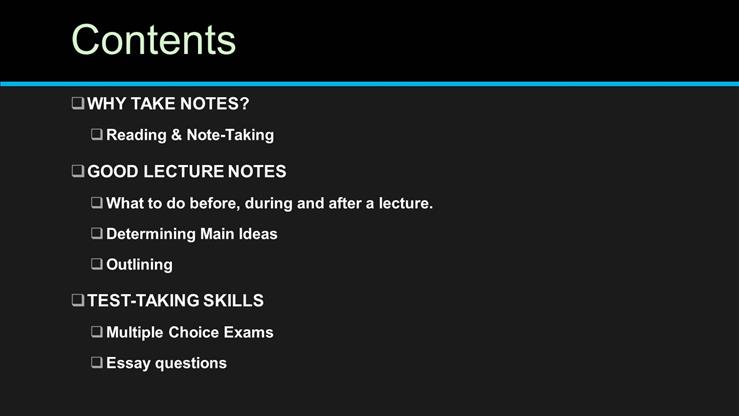 Note-Taking & Test-Taking Skills