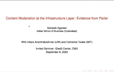 IDeaS Center Seminar Series: Saharsh Agarwal
