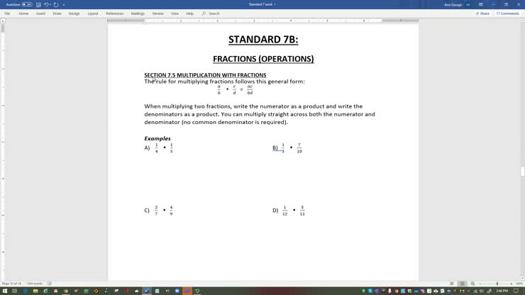 7.5 Fraction Multiplication