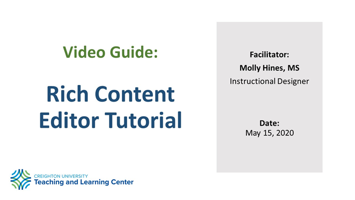 Rich Content Editor in BlueLine Tutorial