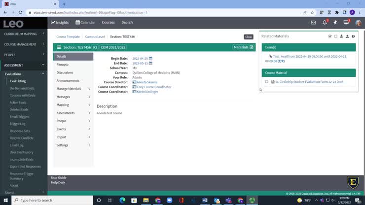 Adding clinical faculty to course and evaluations in Leo 1