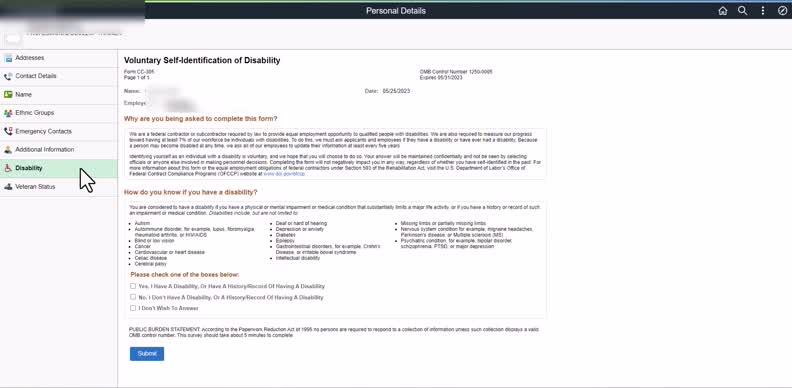ESS Update Disability Status (Fluid) - No Audio