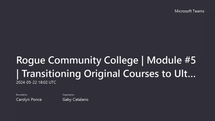 Transitioning Original Courses to Ultra Courses