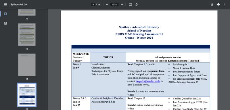 Course Schedule/Assignment Overview