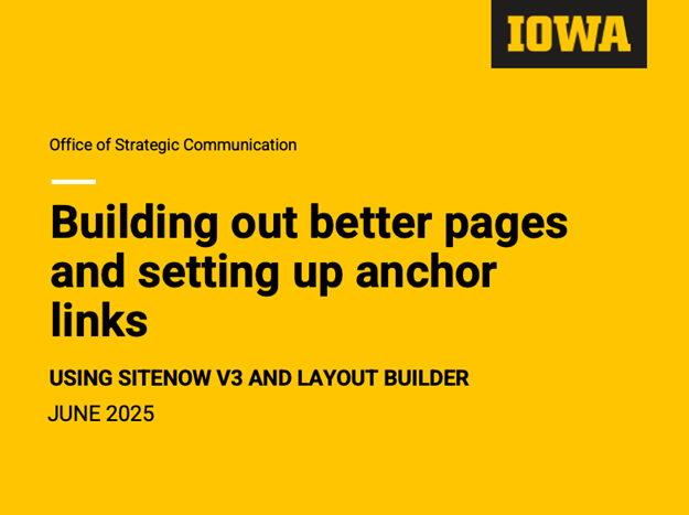 Training: Building out better pages and setting up anchor links
