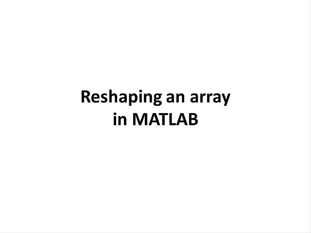 MATLAB Reshape