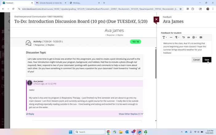 Issue in Blackboard