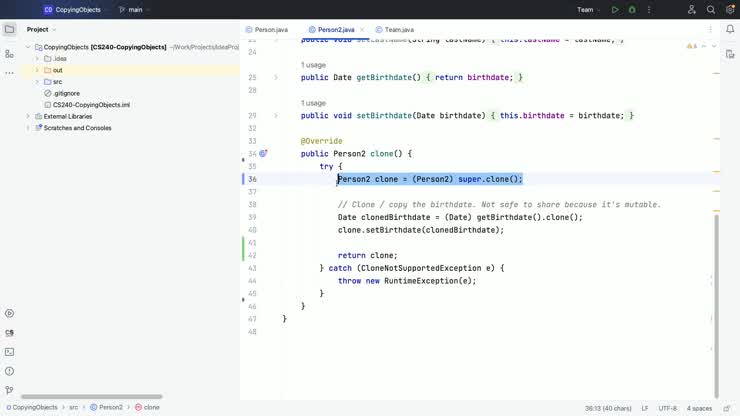 CS 240 - Copying Objects Deep Copy Examples