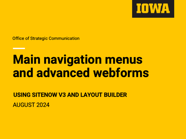 Training: Main navigation menus and advanced webforms