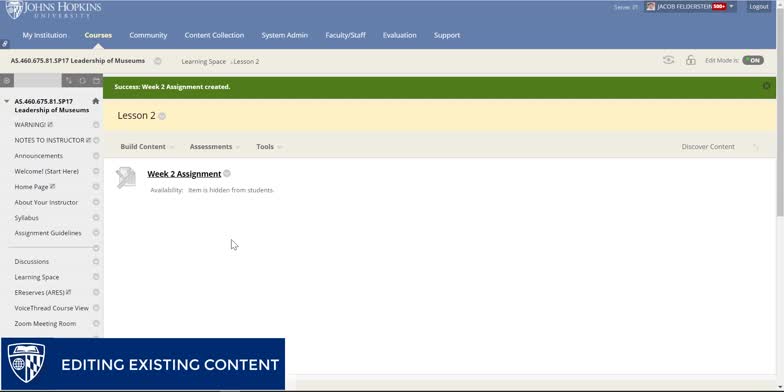 Editing Existing Content