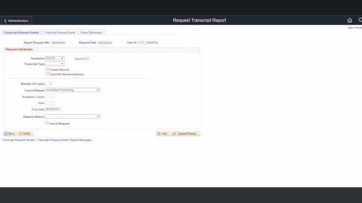 View and Print a Student Transcript - No Audio