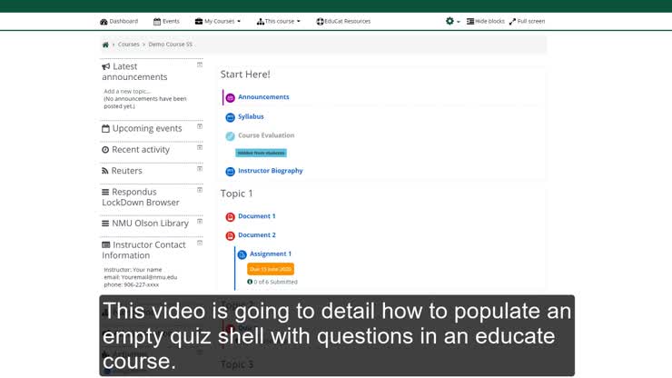 Add New Questions from Question Bank or Random Questions