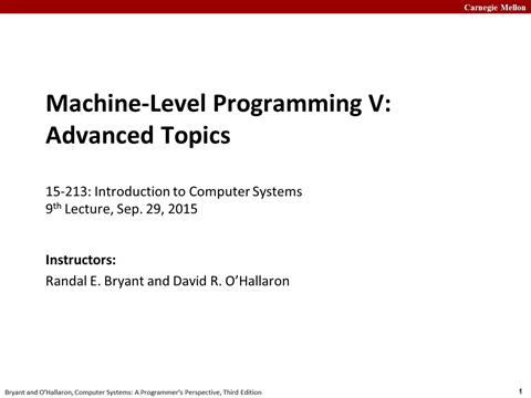 Lecture 09: Machine-Level Programming V: Advanced Topics