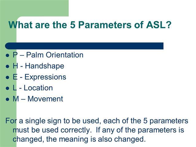 Parameters of a Sign