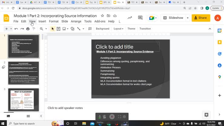 module 1 part 2 MLA format and source integration lecture presentation