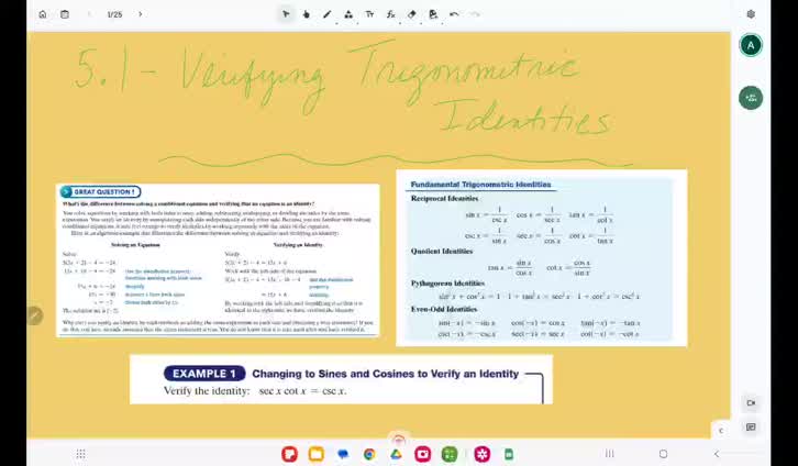 5.1 - Verifying Trigonometric Identities (Part 1)