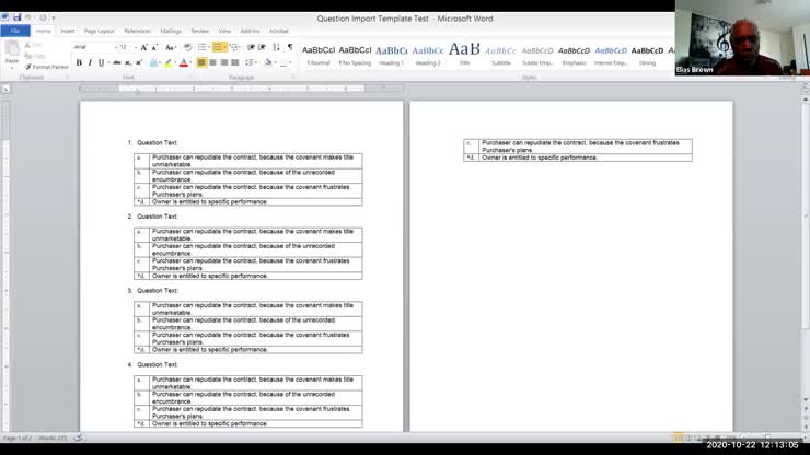Examsoft Training: Importing Questions (10-22-2020)