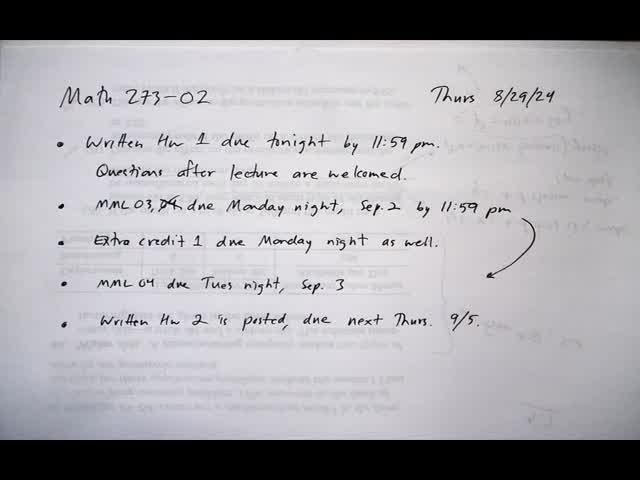 Math 273-02 Thurs 8-29