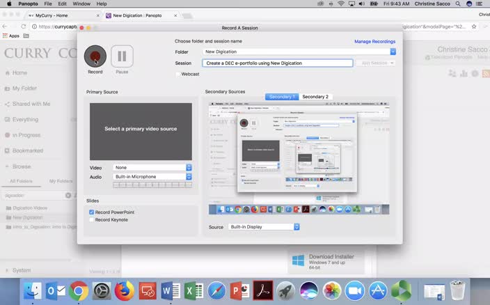 Create a DEC e-portfolio using New Digication