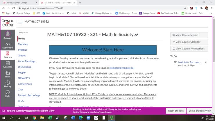 Navigating Canvas and Course
