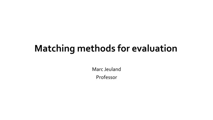 UCT Short Course: Matching Methods