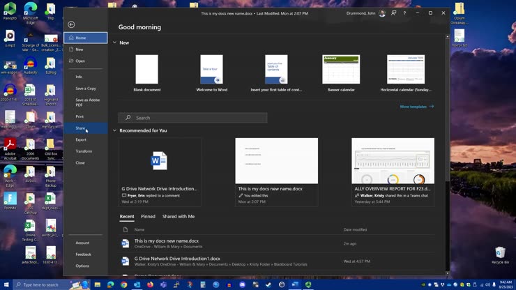 Sharing OD files from within Office apps