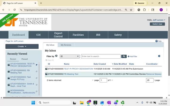 Quick Clip: Dashboard and IRB Submissions Tab