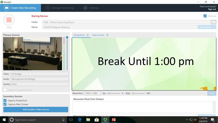 5/8/2018 Regular Meeting Webcast