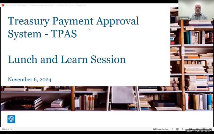 Treasury Payment Approval System Project (TPAS) Training - November 6, 2024