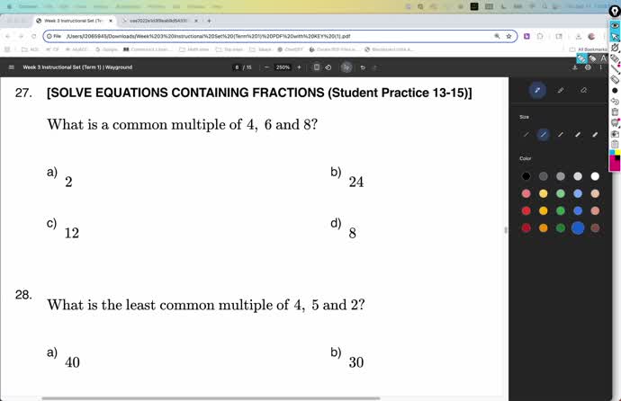 Week 3 Day 2 Lecture, Pt. 1: Solve Equations with Fractions