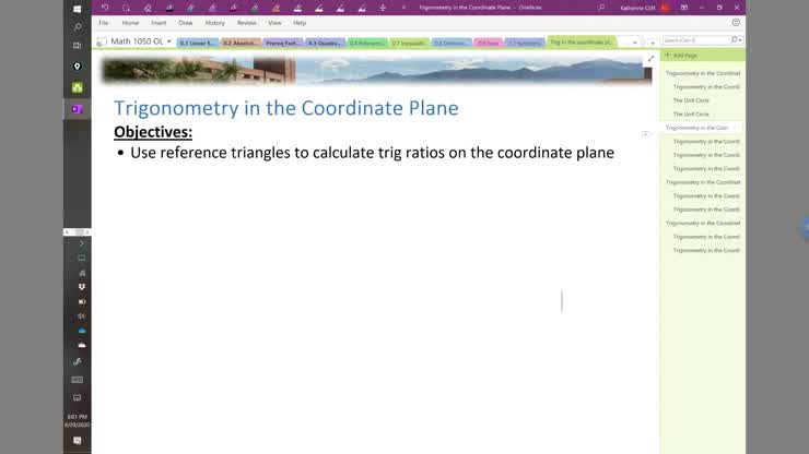 Using reference triangles to calculate trig ratios