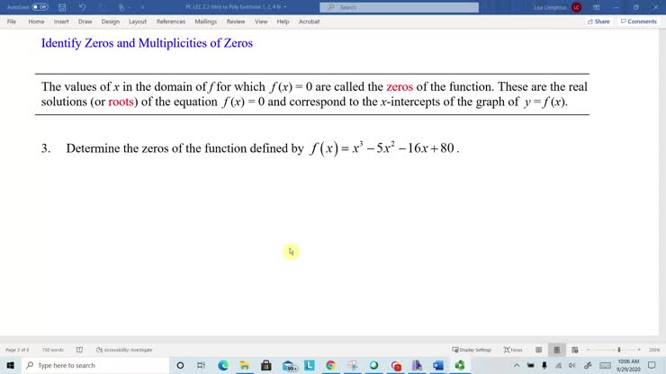Lesson 2.2: Zeros, Multiplicity and Number of Turns