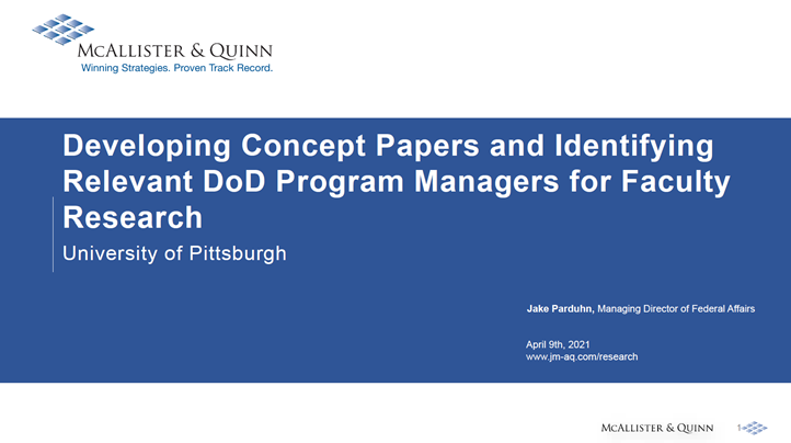 Developing Concept Papers And Identifying Relevant DoD Program Managers 