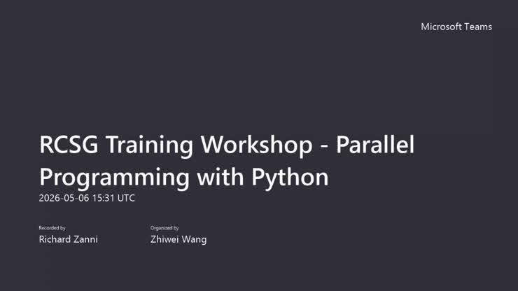 RCSG Training Workshop - Parallel Programming with Python - 6 May 2026