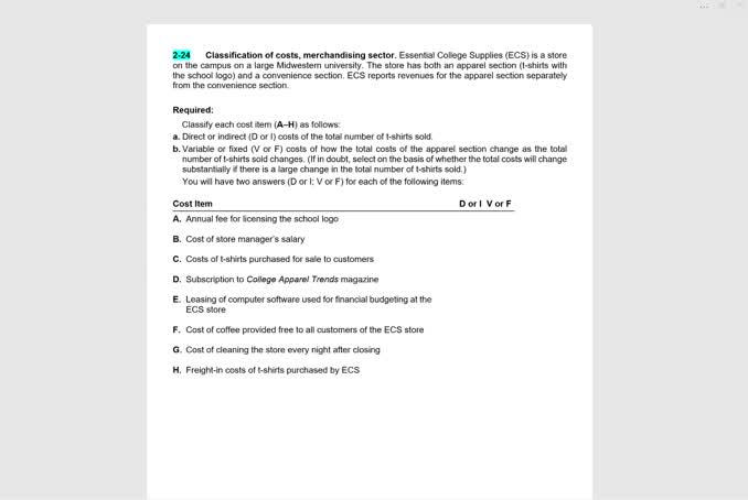 Exercise 2-24 (17th Ed)